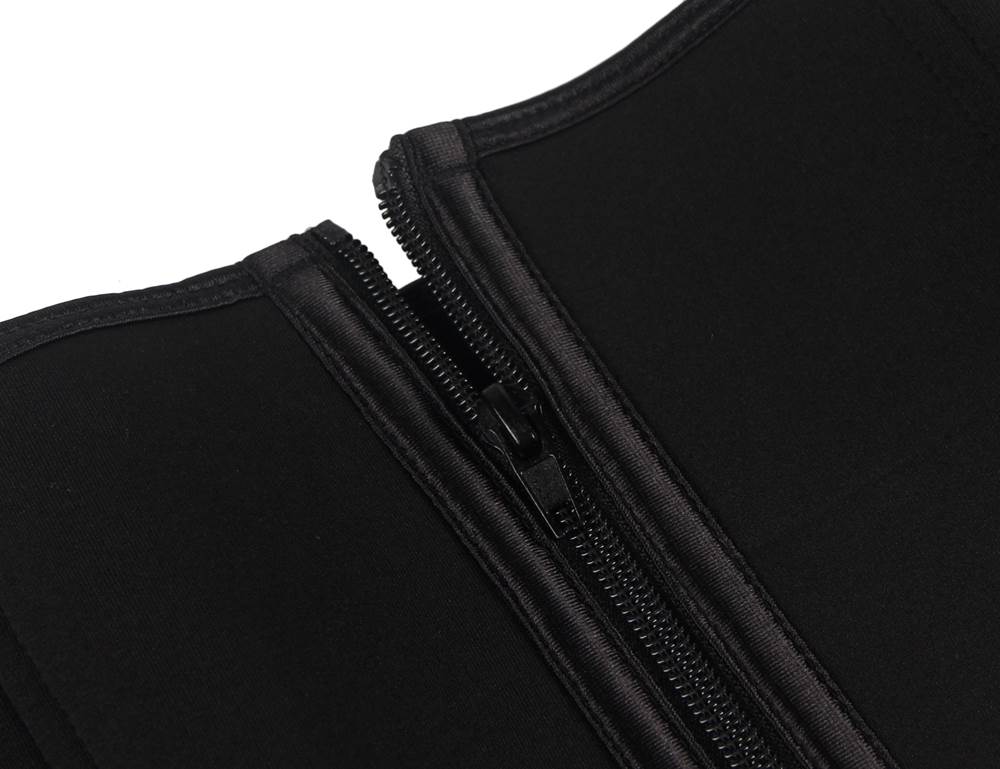 Black Neoprene Waist Trainer – Zip & Velcro, 9 Steel Bones - TeaseFashion