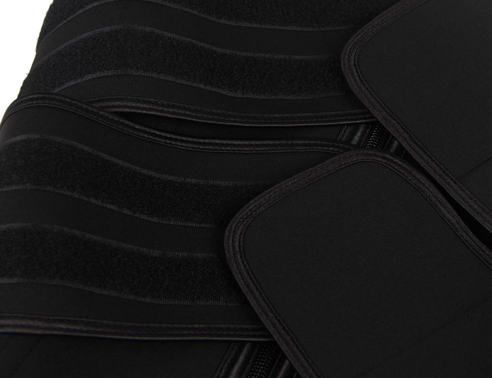 Black Neoprene Waist Trainer – Zip & Velcro, 9 Steel Bones - TeaseFashion