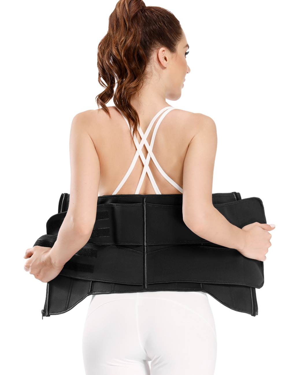 Black Neoprene Waist Trainer – Zip & Velcro, 9 Steel Bones - TeaseFashion