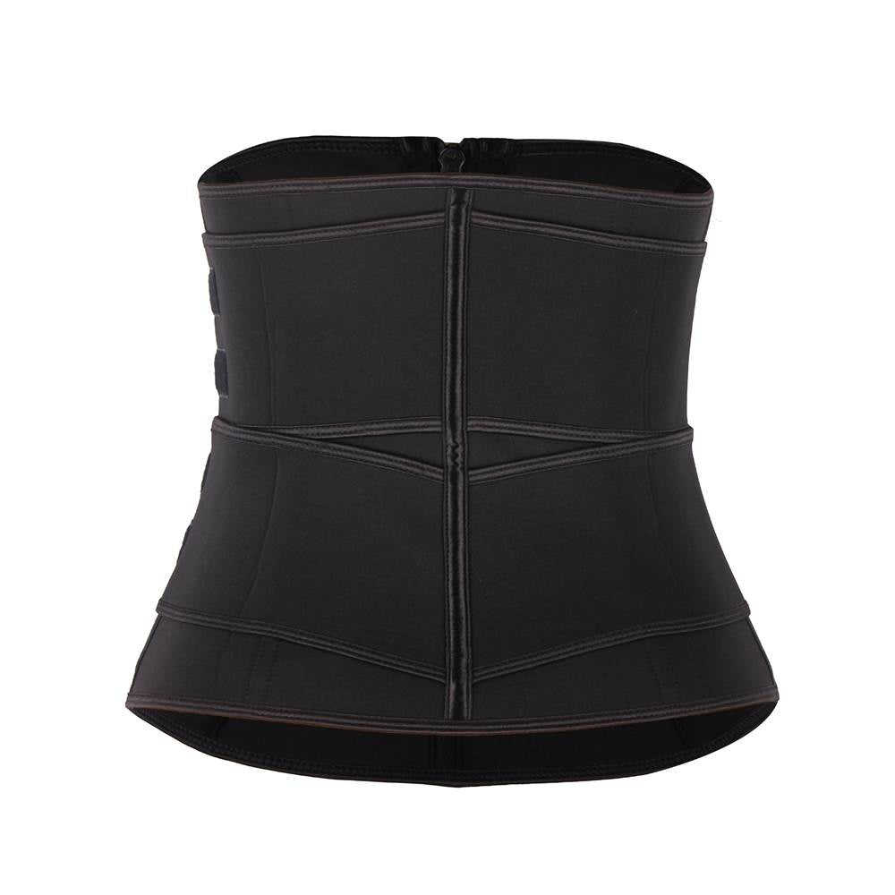 Black Neoprene Waist Trainer – Zip & Velcro, 9 Steel Bones - TeaseFashion