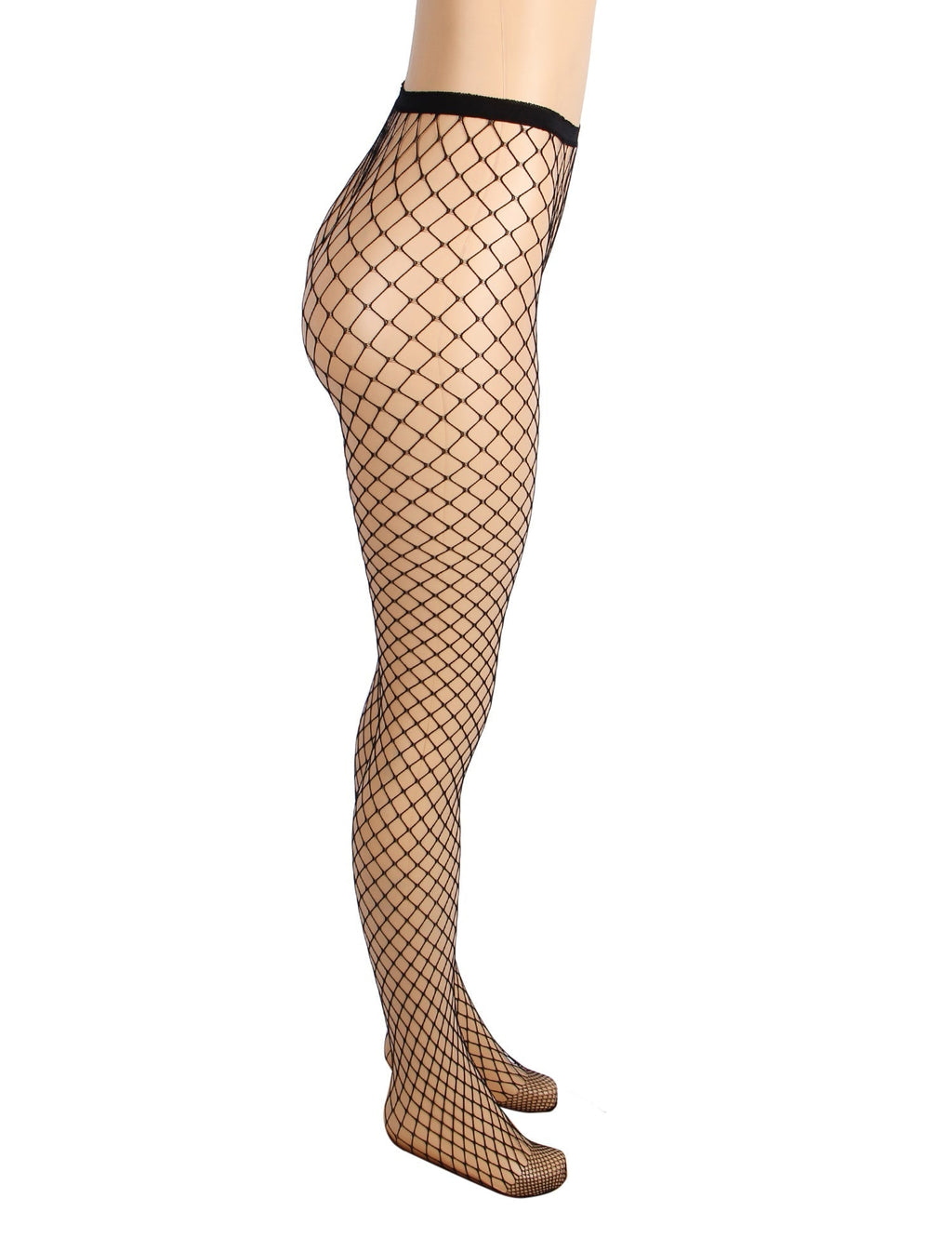 Black Nylon Medium - Large Mesh Fishnet Pantyhose - TeaseFashion