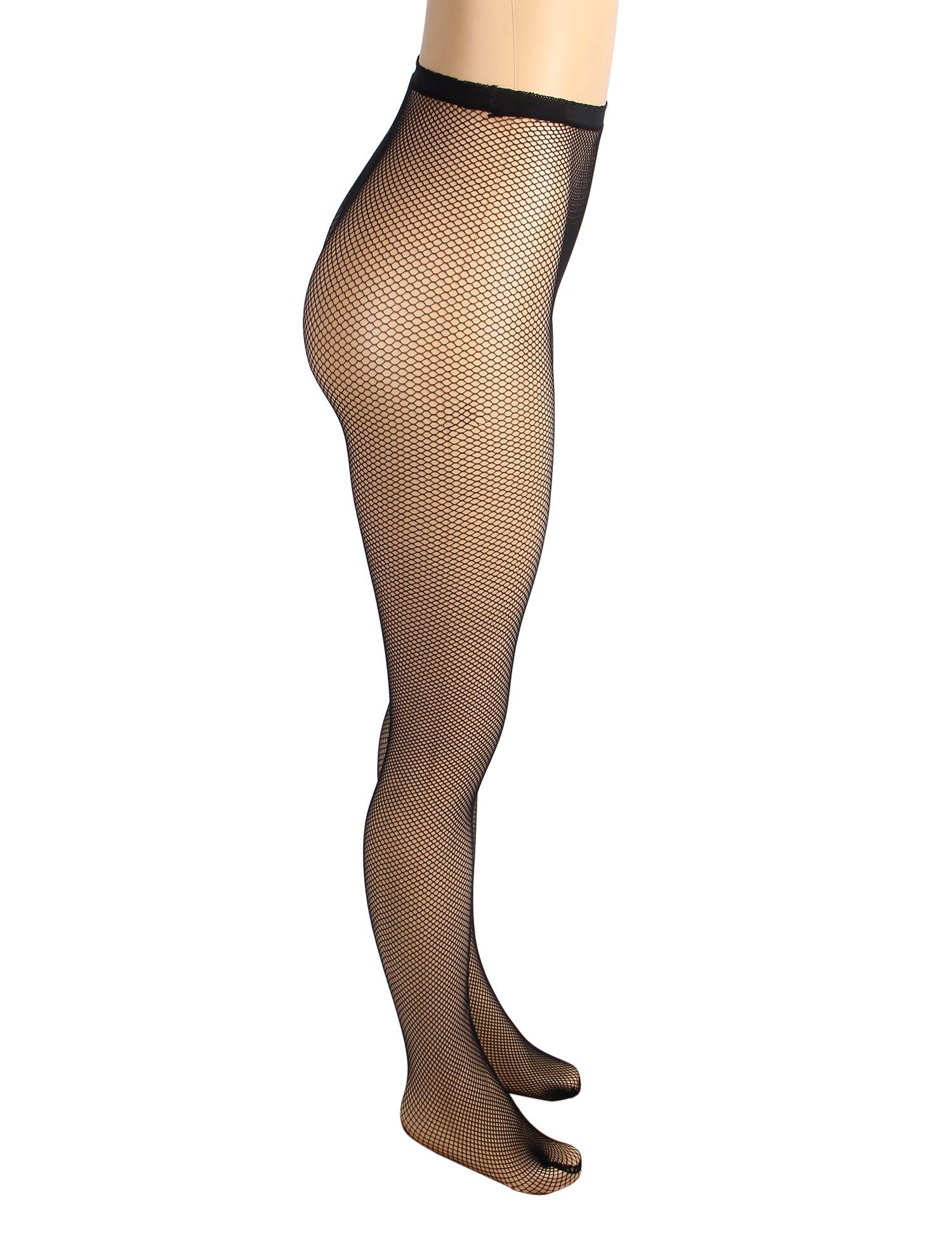 Black Nylon & Spandex Small - Hole Mesh Fishnet Pantyhose - TeaseFashion