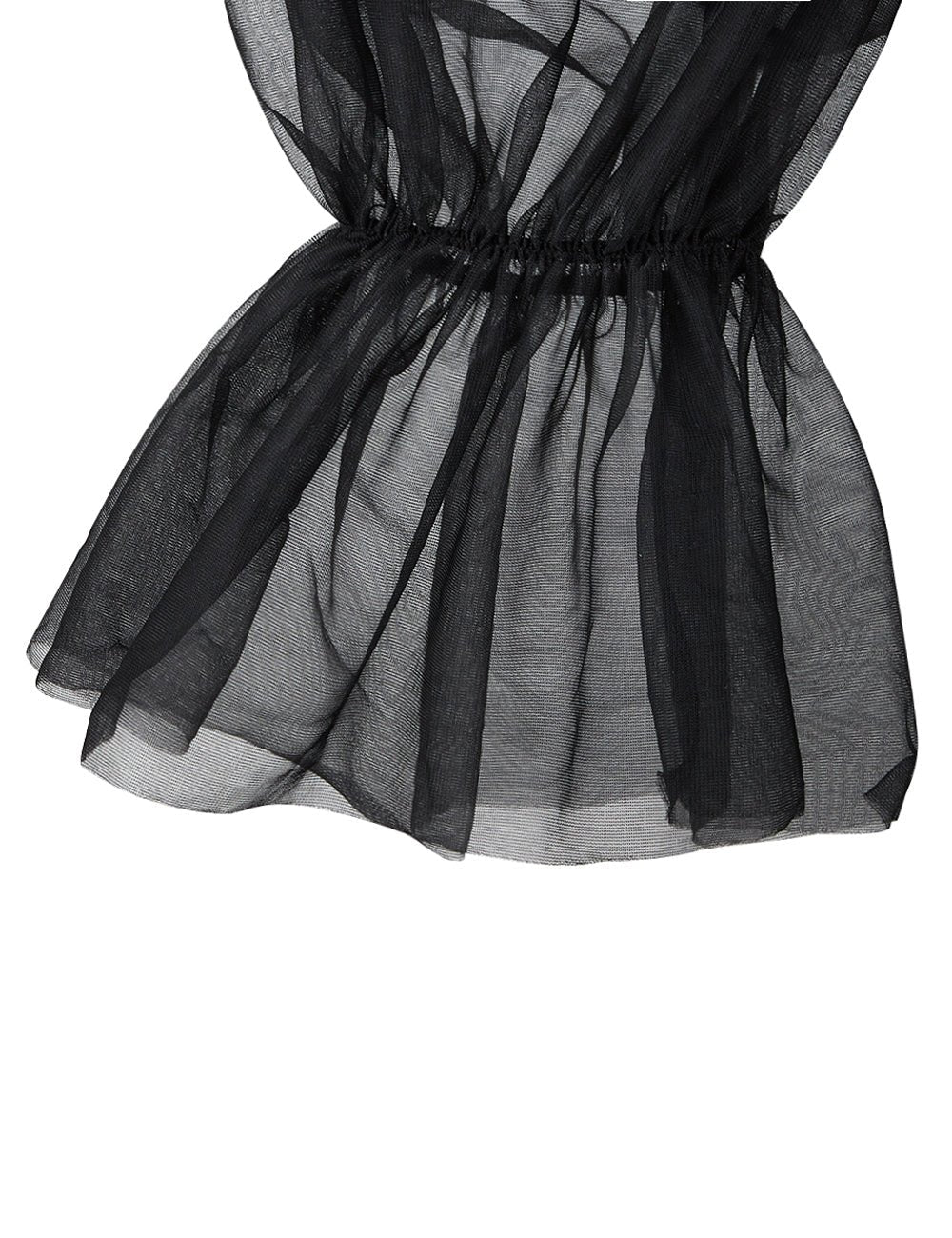 Black One - Shoulder Corset with Lantern Sleeve & Steel Boning - TeaseFashion
