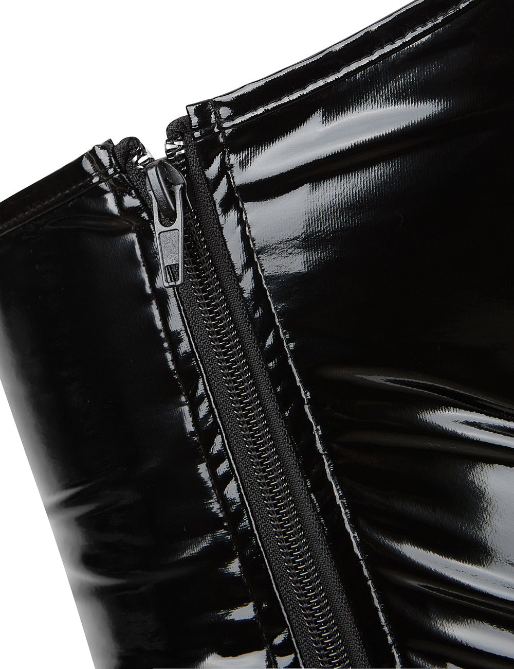 Black Patent Leather Bodysuit – Asymmetric, Crisscross Back & 9 Bones - TeaseFashion