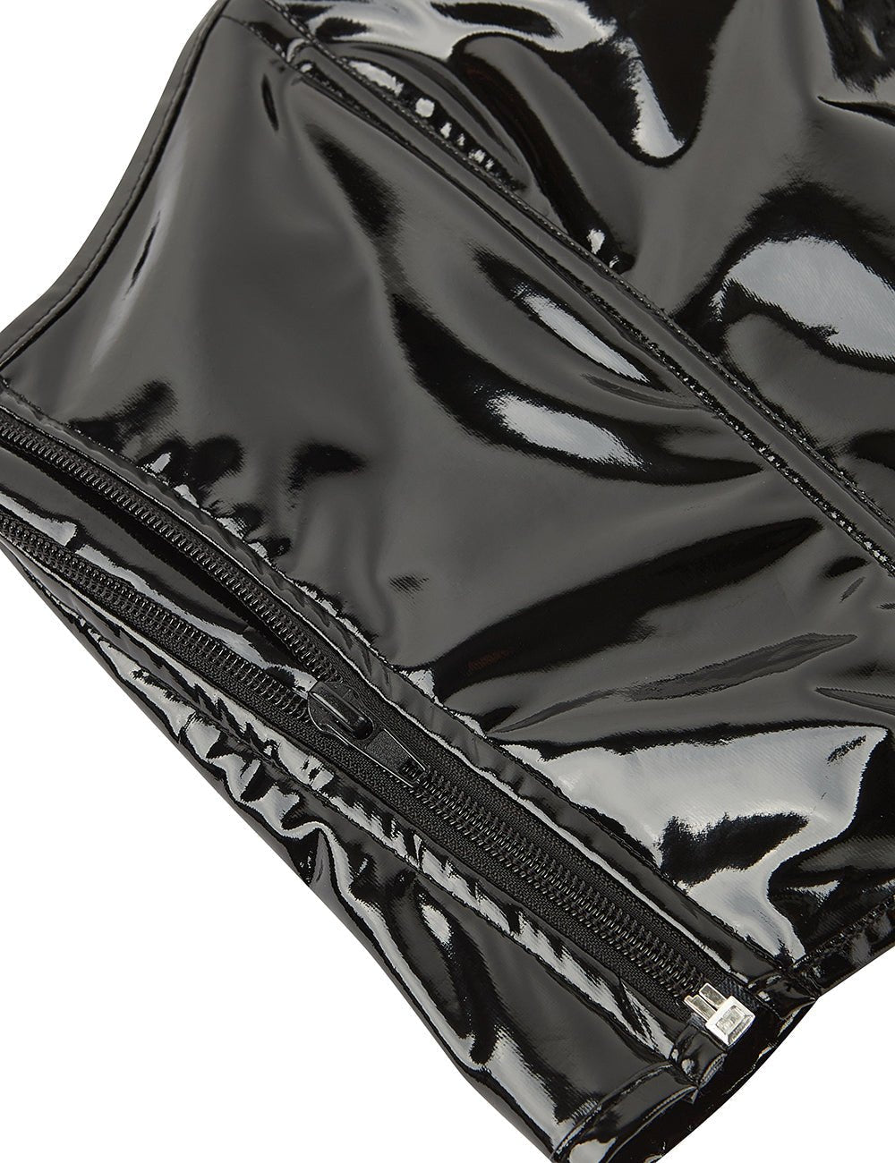 Black Patent Leather Bodysuit – Asymmetric, Crisscross Back & 9 Bones - TeaseFashion