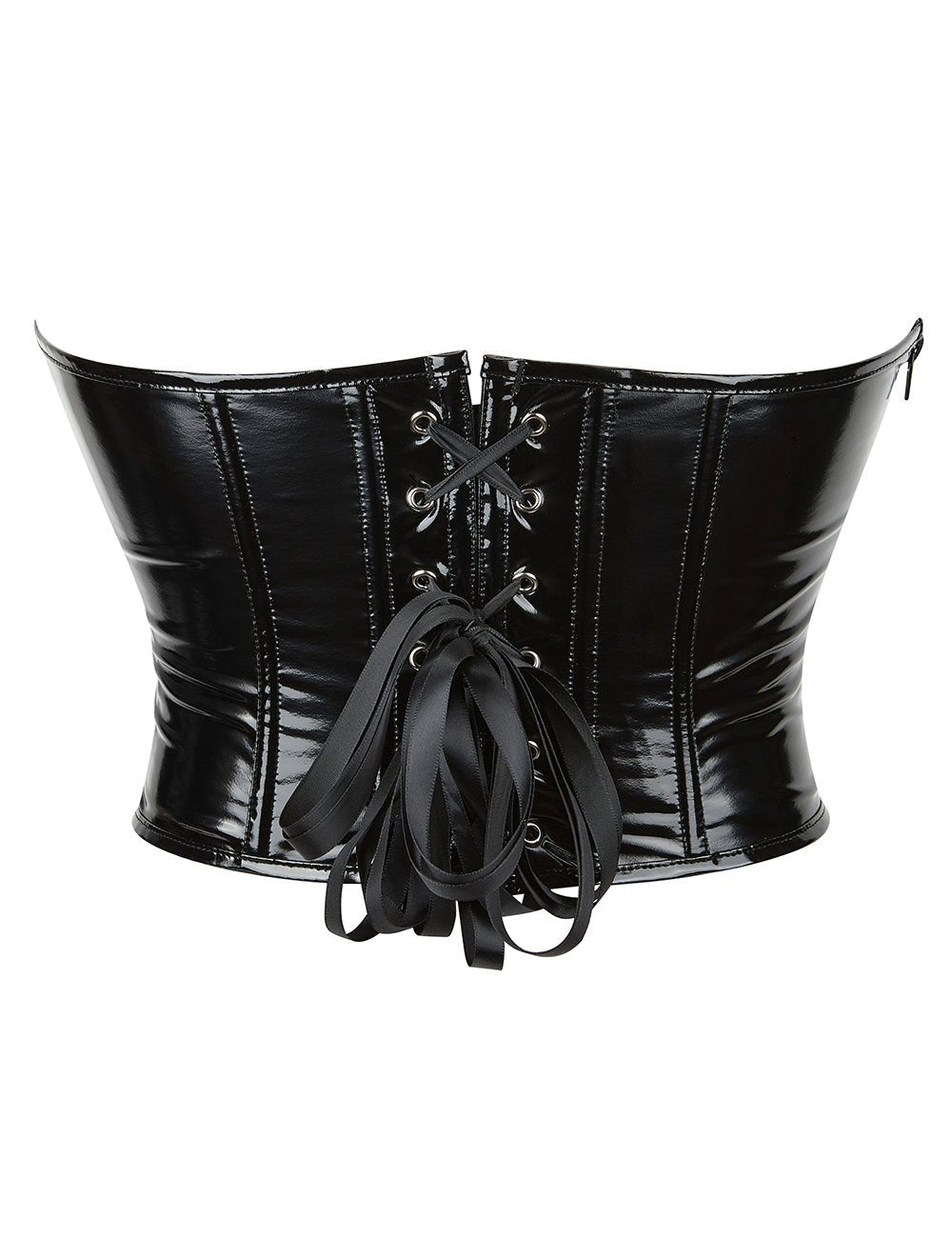 Black Patent Leather Bodysuit – Asymmetric, Crisscross Back & 9 Bones - TeaseFashion