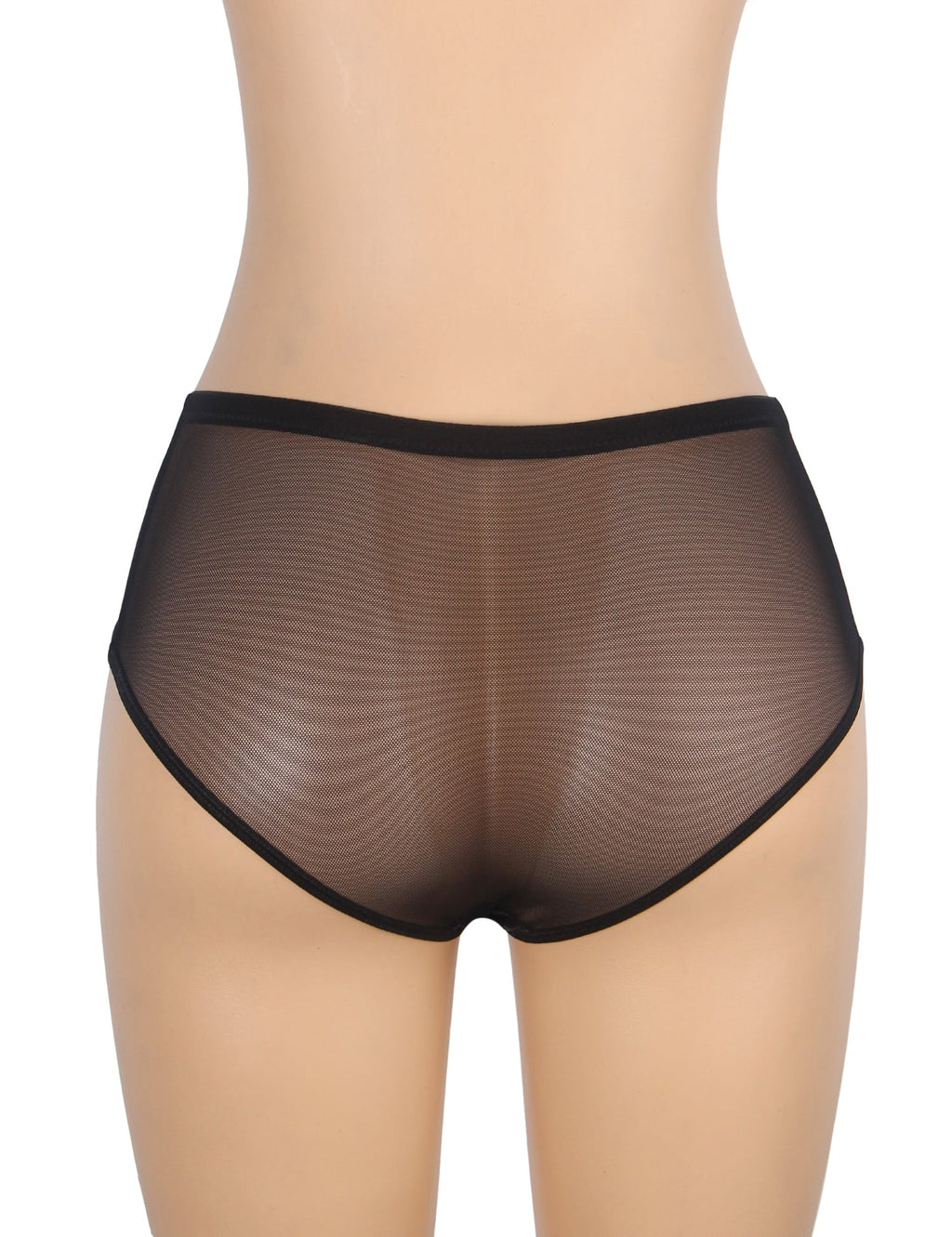Black PU Leather Panty – Mesh, Metal Studs & Cotton Gusset - TeaseFashion