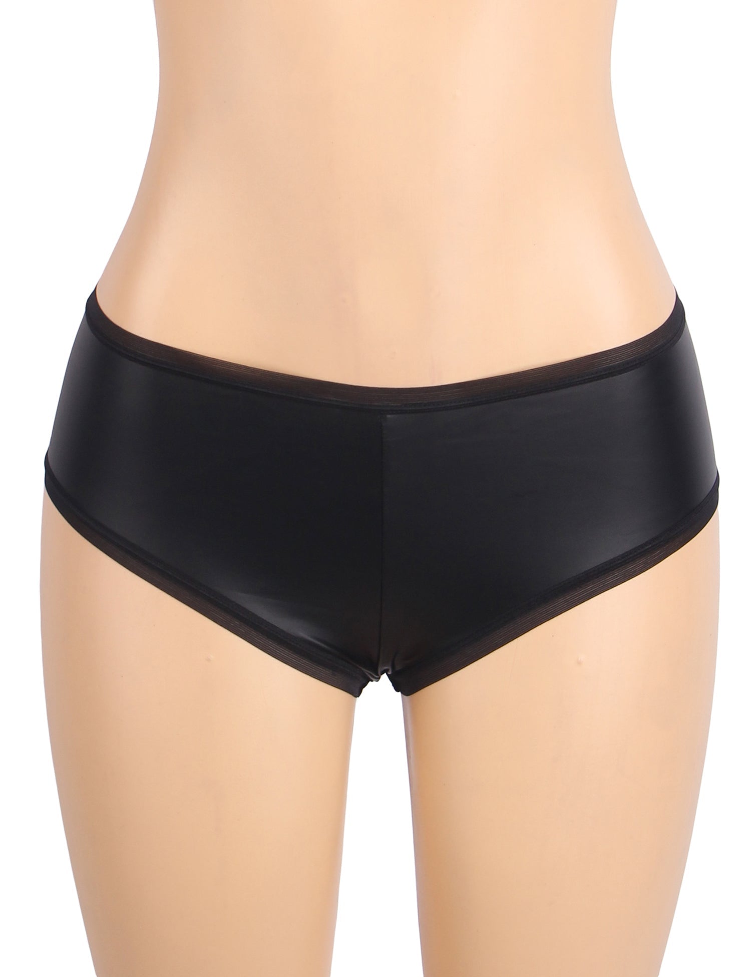 Black PU Leather Panty – Pleated Hip Detail & Cotton Lining - TeaseFashion