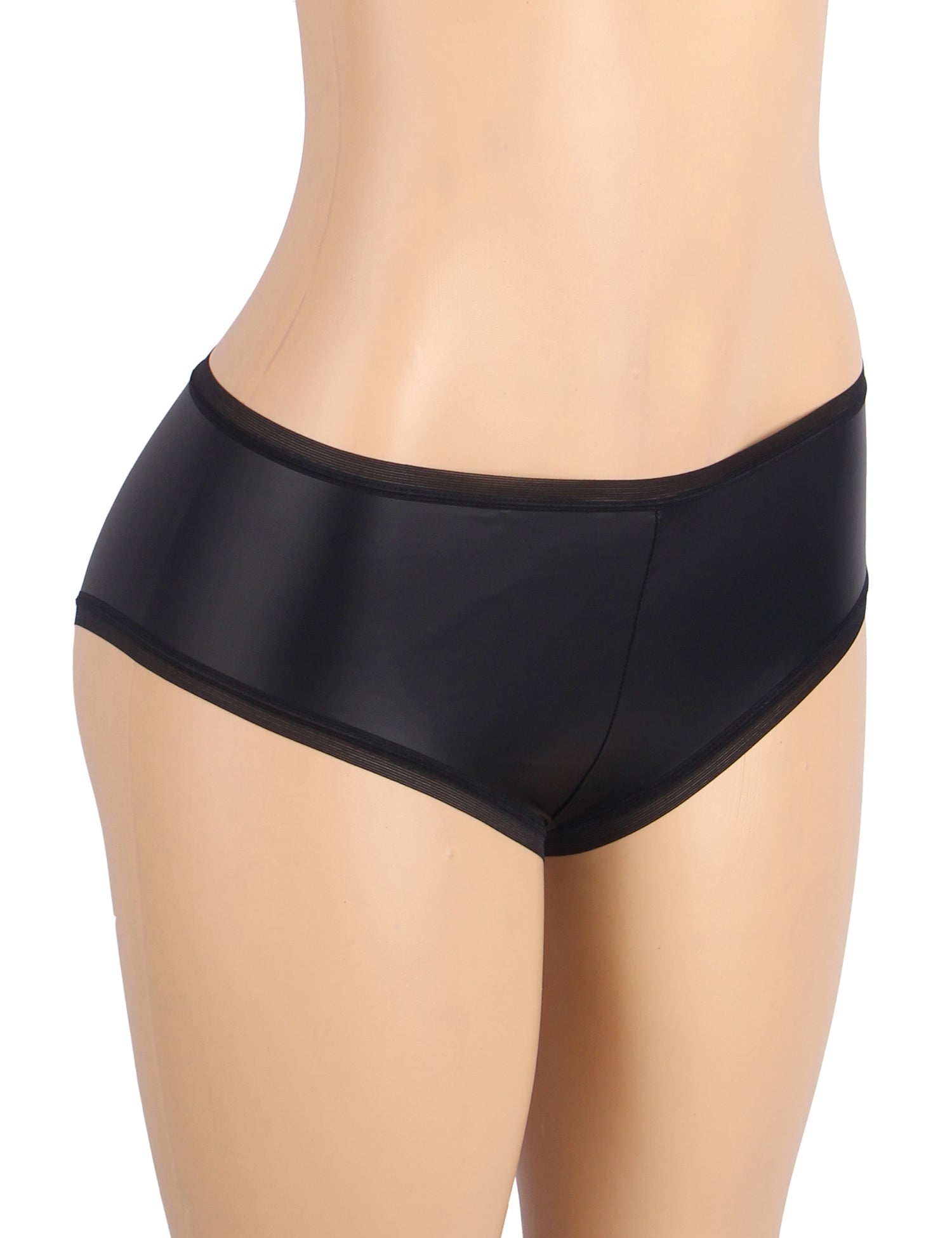 Black PU Leather Panty – Pleated Hip Detail & Cotton Lining - TeaseFashion