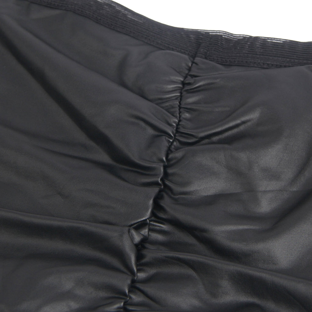 Black PU Leather Panty – Pleated Hip Detail & Cotton Lining - TeaseFashion