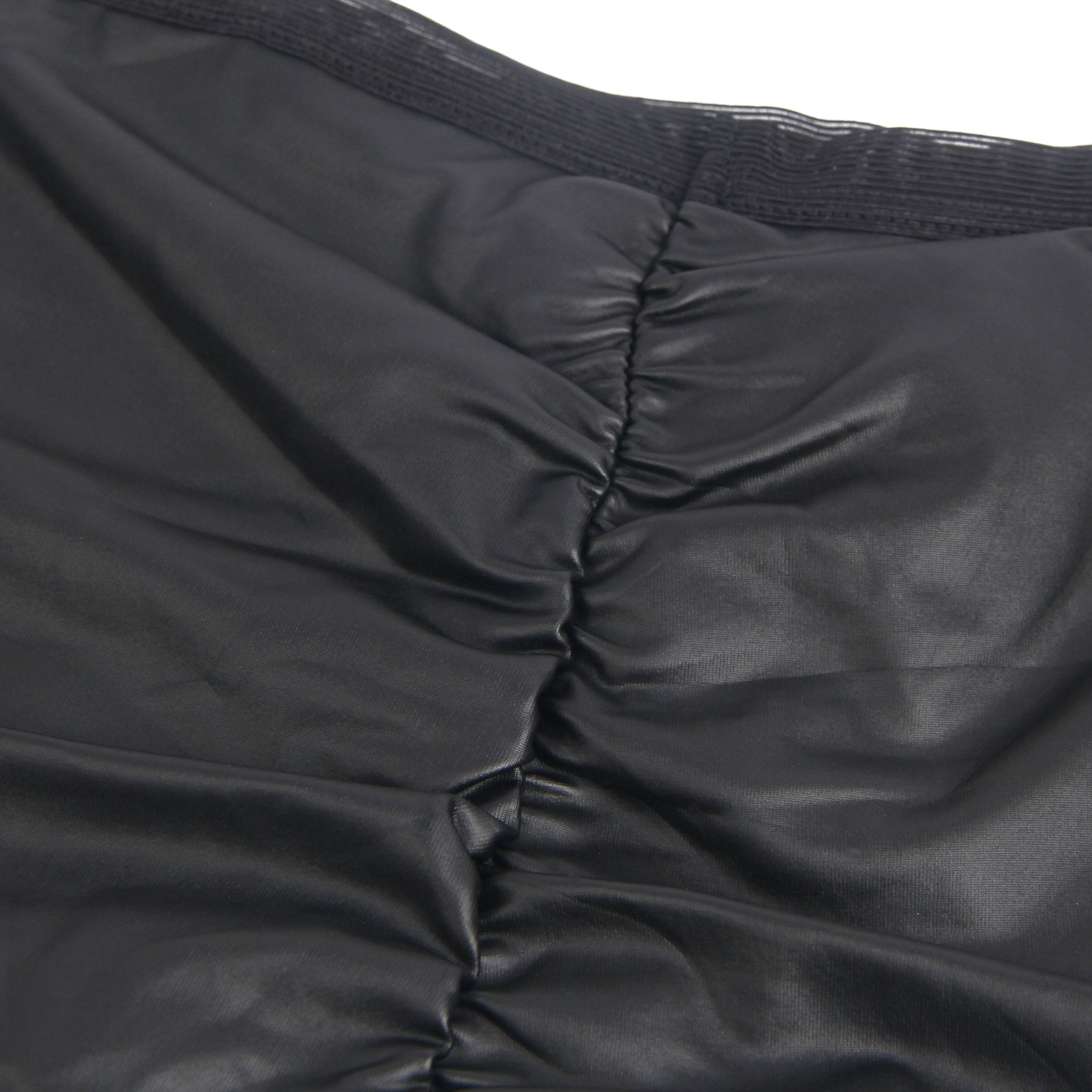 Black PU Leather Panty – Pleated Hip Detail & Cotton Lining - TeaseFashion