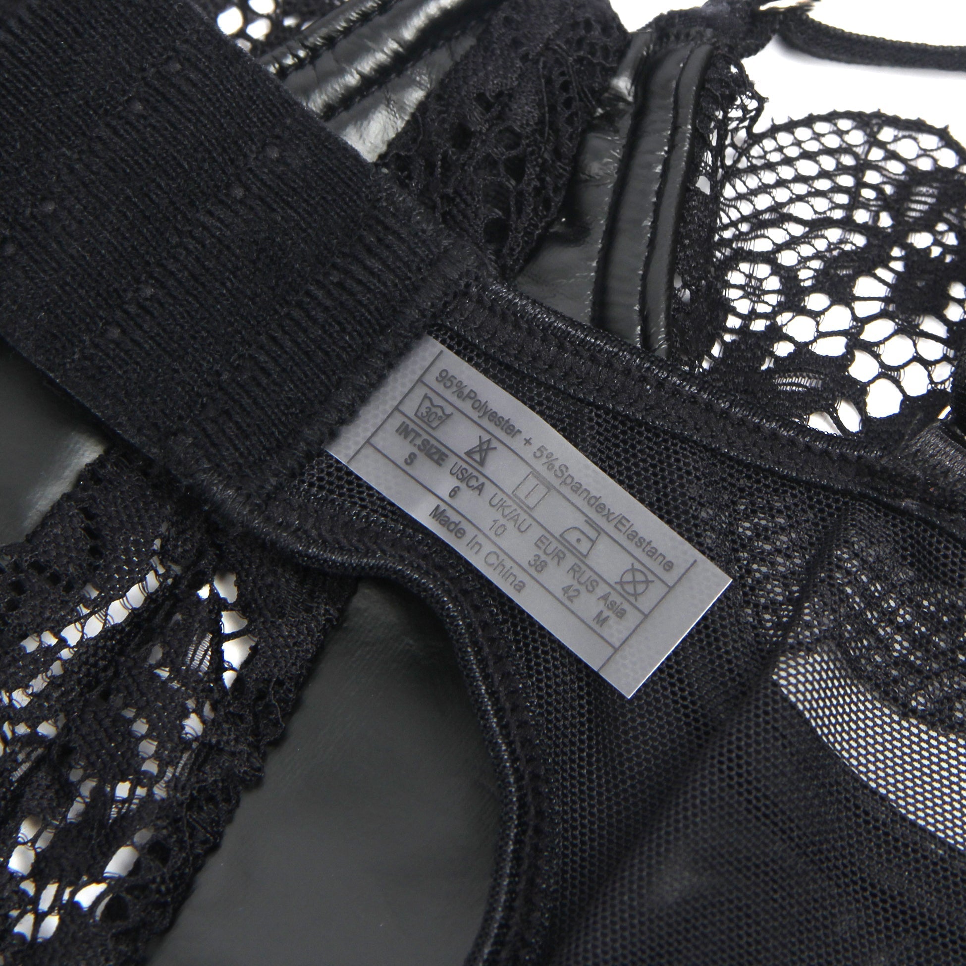 Black PU Leather Sexy Lace Hollow Out Bodysuit - TeaseFashion