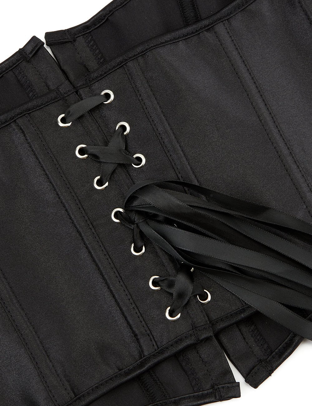 Black Satin Halter Tank Corset – 12 Soft Bones & Crossed Back Straps - TeaseFashion