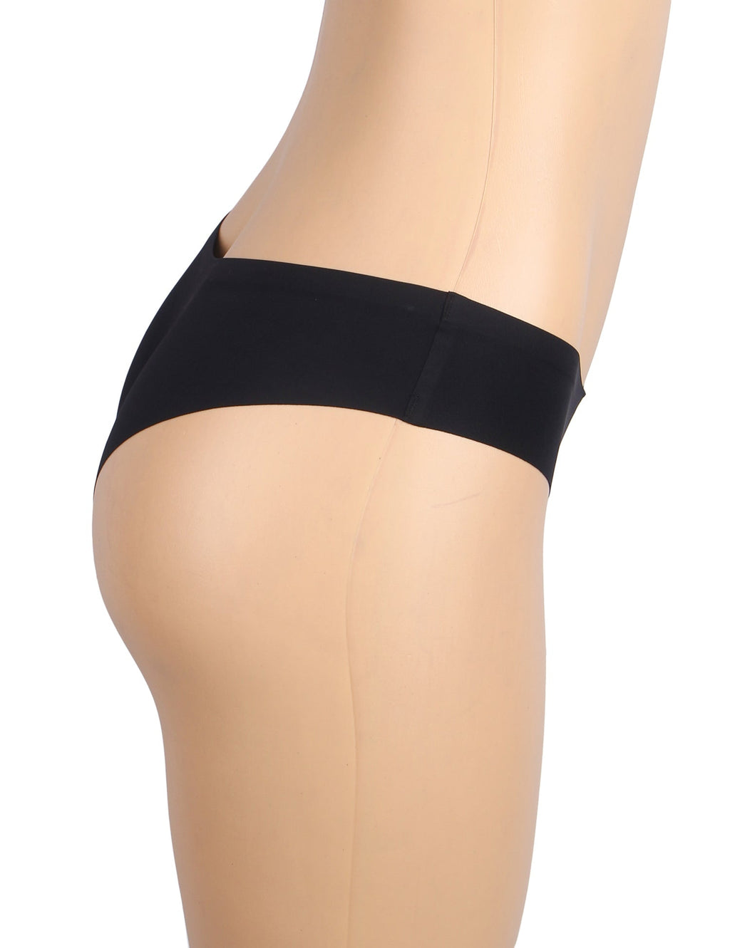 Black Seamless Panty – Decorative Ring Waistband Detail, Nylon Swim Fabric & Trimmable Hem - TeaseFashion