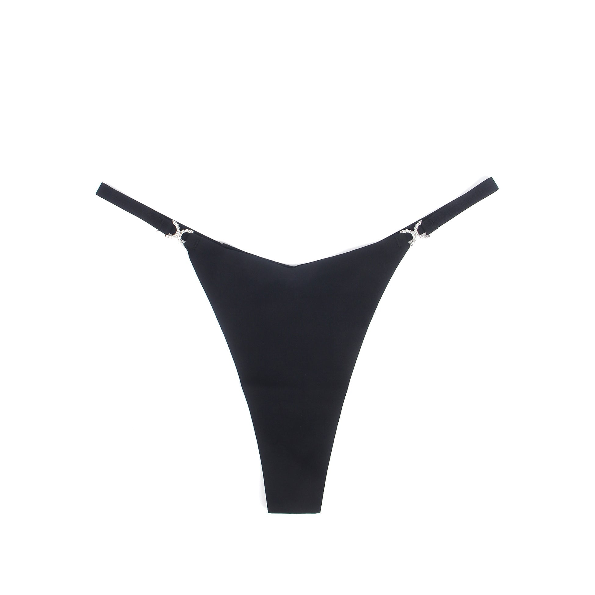 Black Seamless Panty – Rhinestone Side Waist Detail, Swim Fabric & Trimmable Leg Opening - TeaseFashion