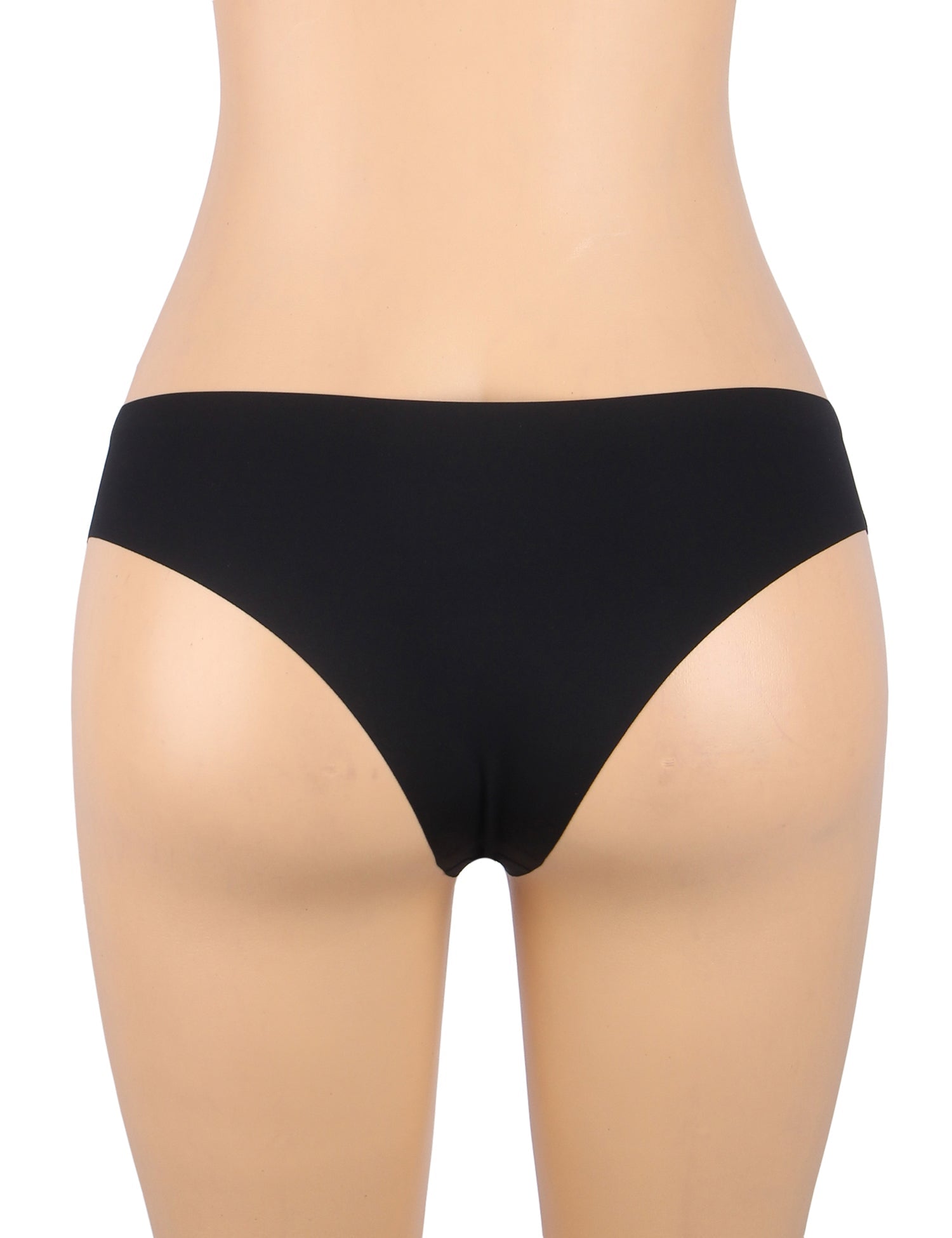 Black Seamless Triangle Panty – V - Waist, Nylon Swim Fabric & Trimmable Leg Opening - TeaseFashion