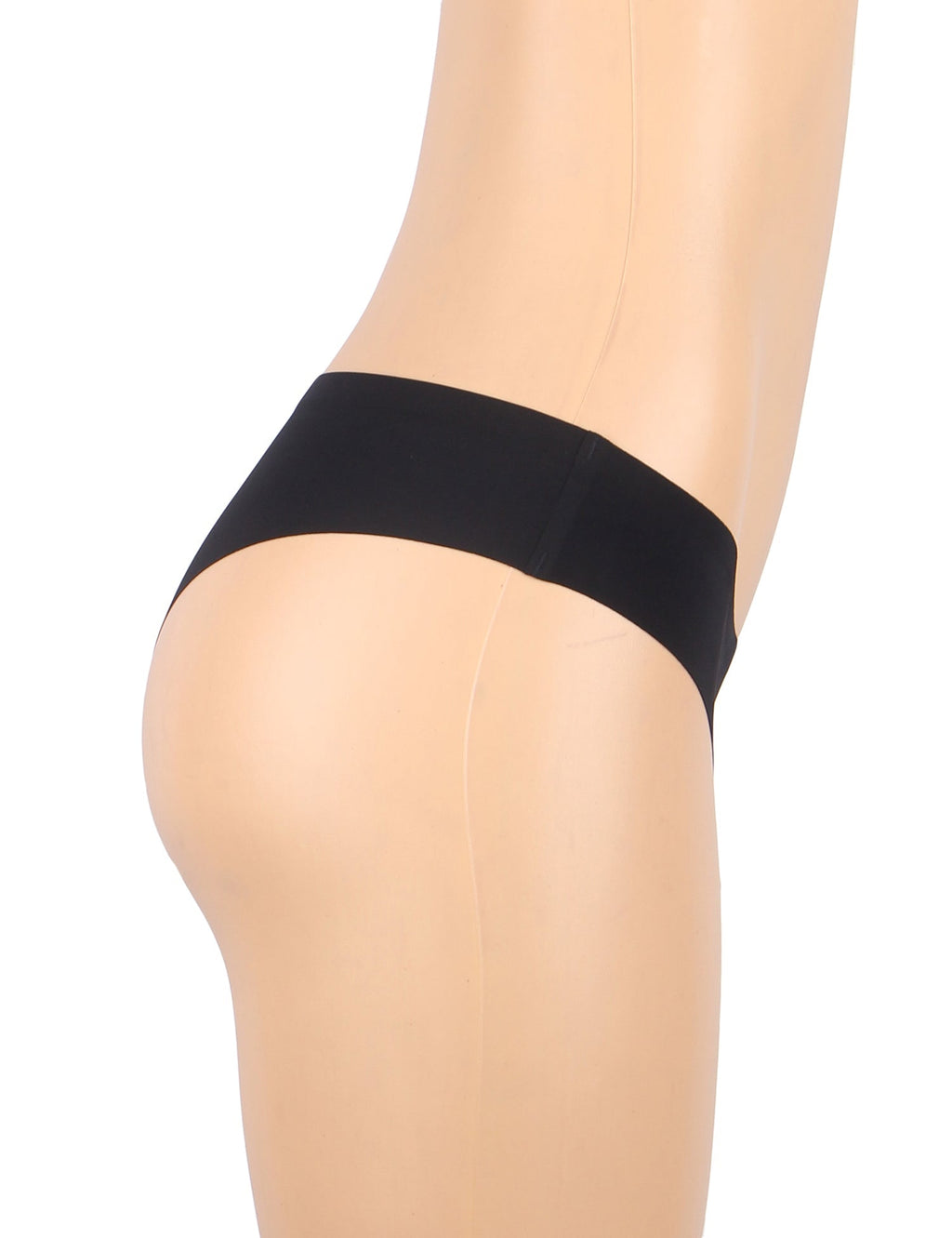 Black Seamless Triangle Panty – V - Waist, Nylon Swim Fabric & Trimmable Leg Opening - TeaseFashion
