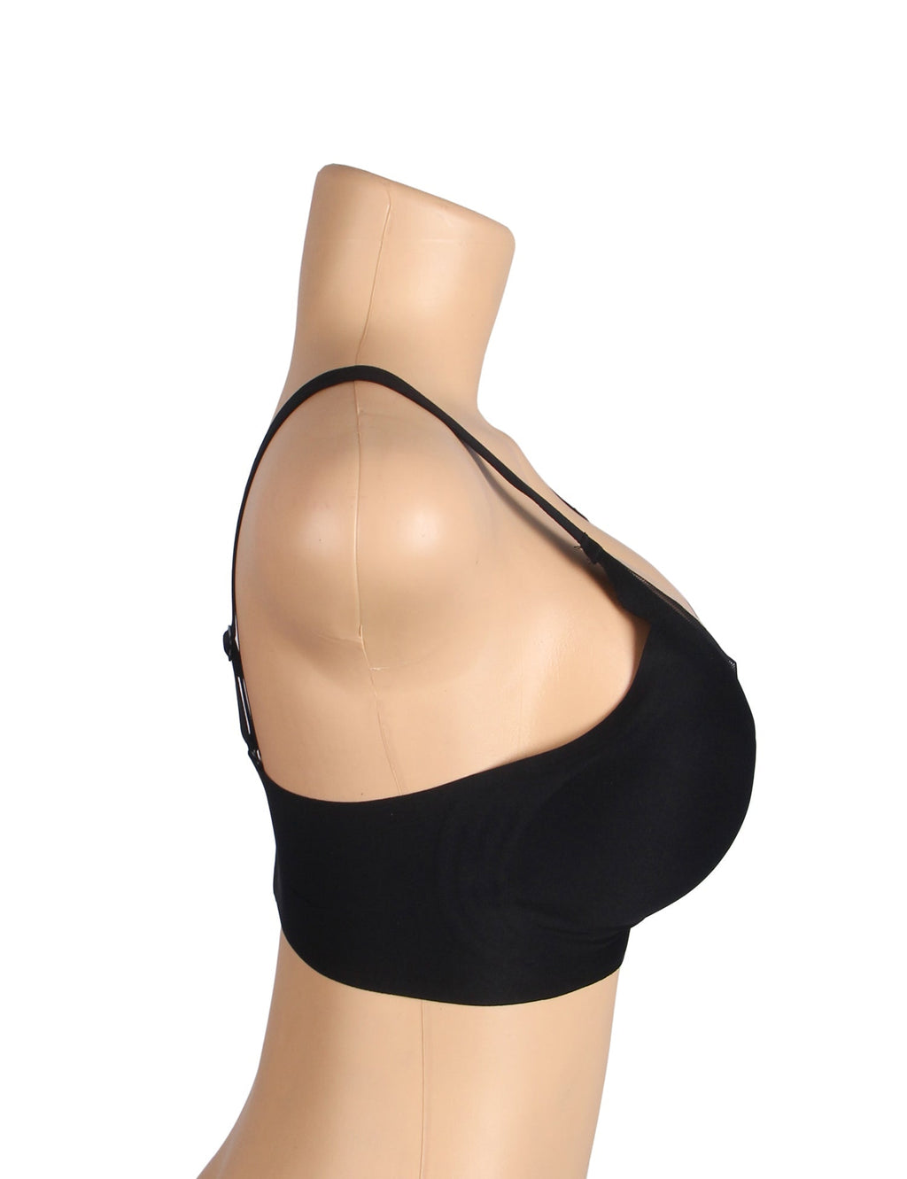 Black Seamless Wireless Bra with Jelly - Strip Support & Cross Mesh - TeaseFashion