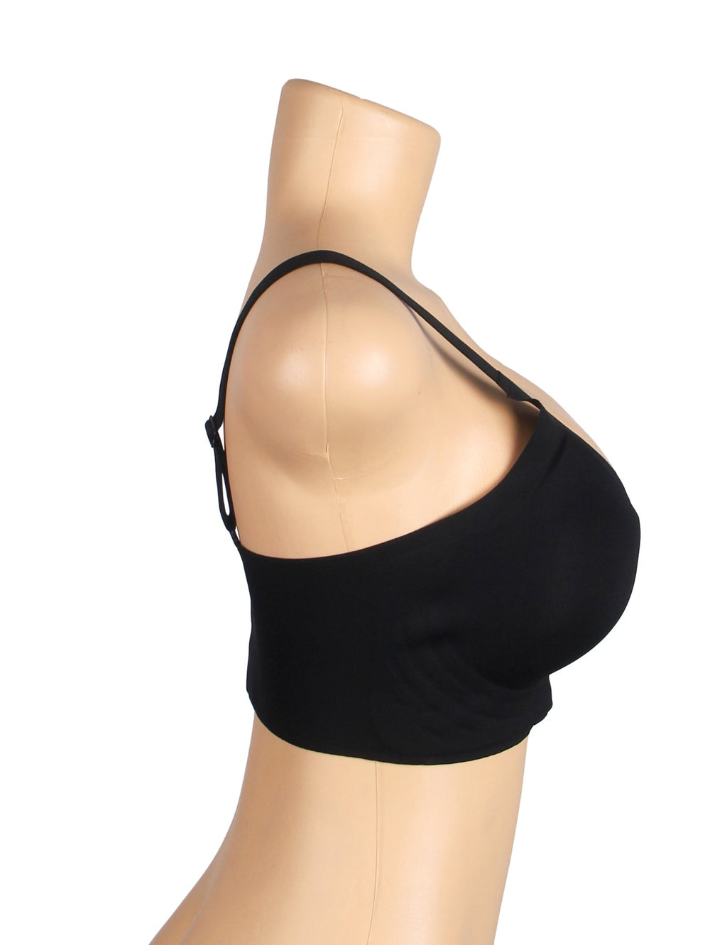Black Seamless Wireless Bra with Jelly - Strip Support & Mesh V - Neckline - TeaseFashion