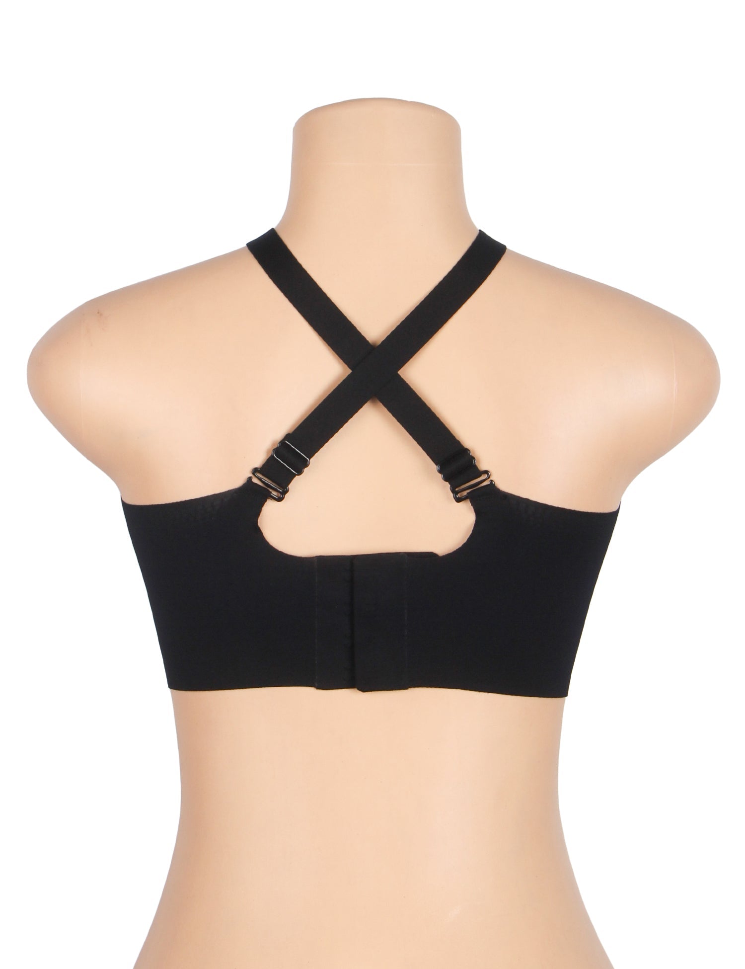 Black Seamless Wireless Bra with Jelly - Strip Support & Mesh V - Neckline - TeaseFashion