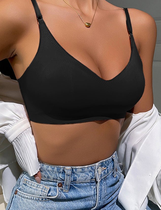 Black Seamless Wireless Bra with Removable Padding - TeaseFashion