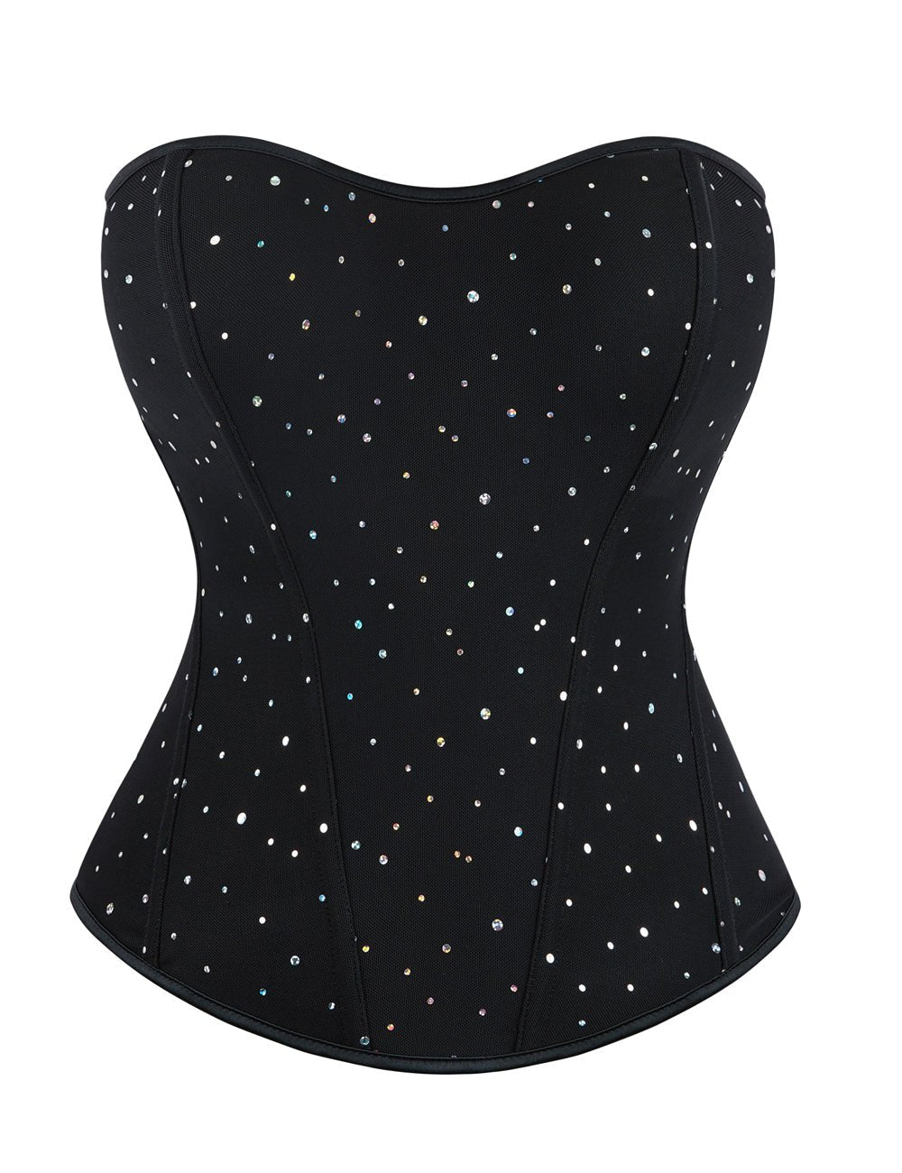 Black Sequin Mesh Bustier Corset – 6 Steel Bones & Back Zip - TeaseFashion