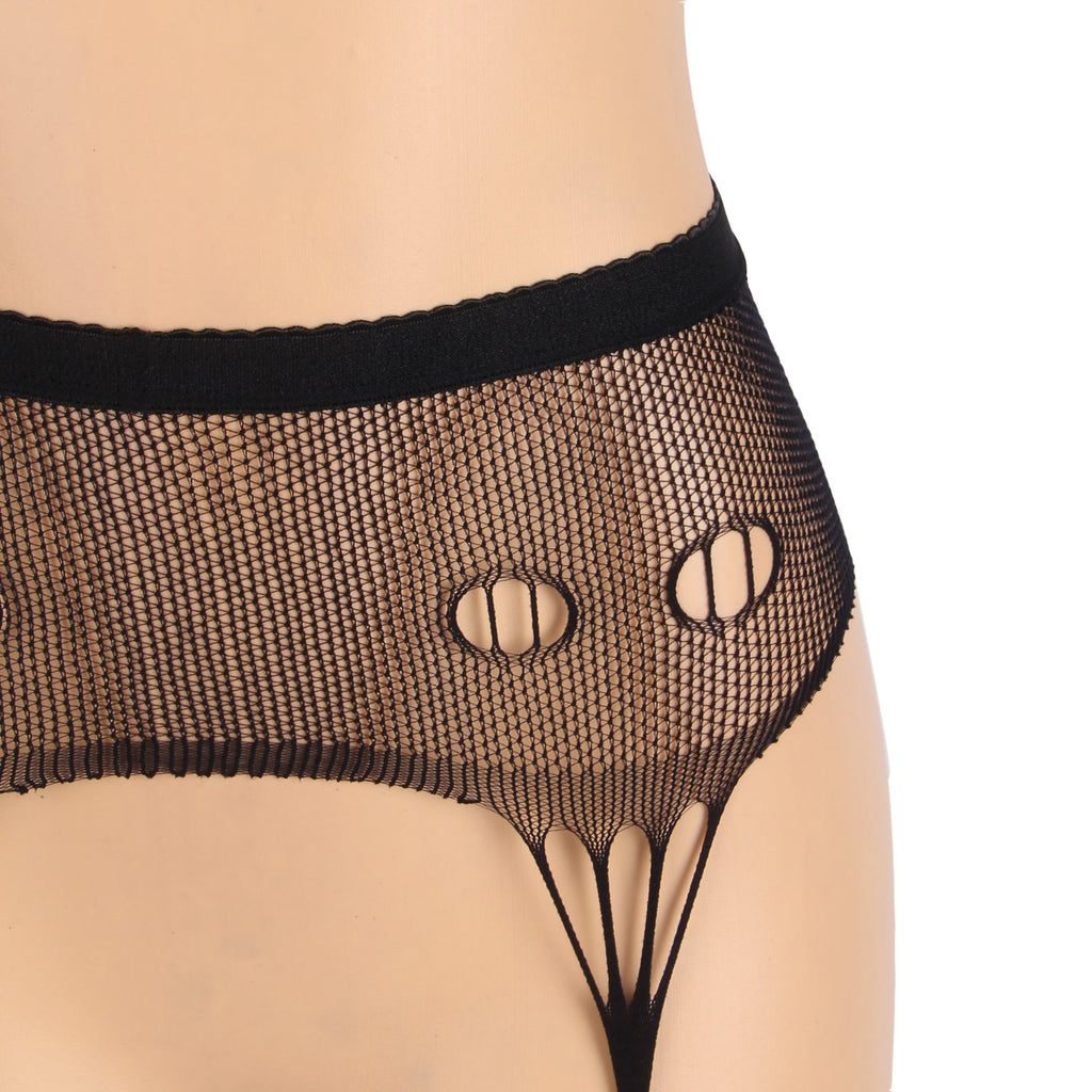 Black Sexy Hollow Out Fishnet Pantyhose - TeaseFashion