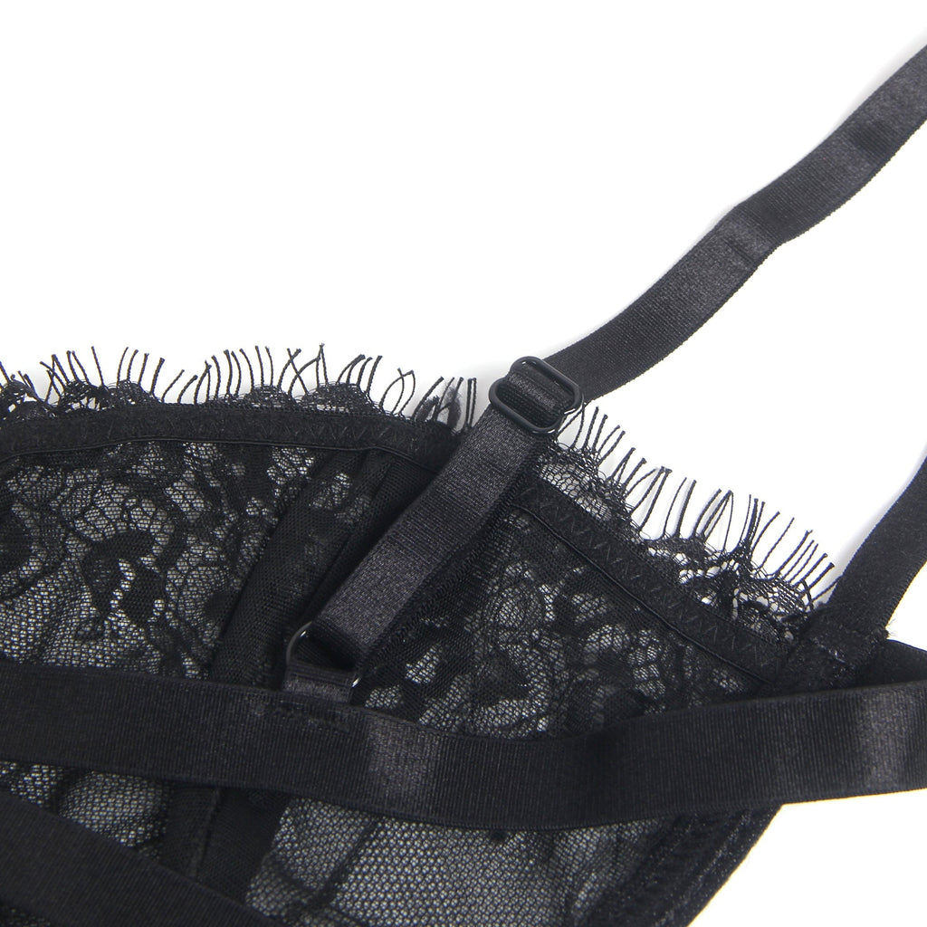 Black Sexy Lace Bra Set - TeaseFashion
