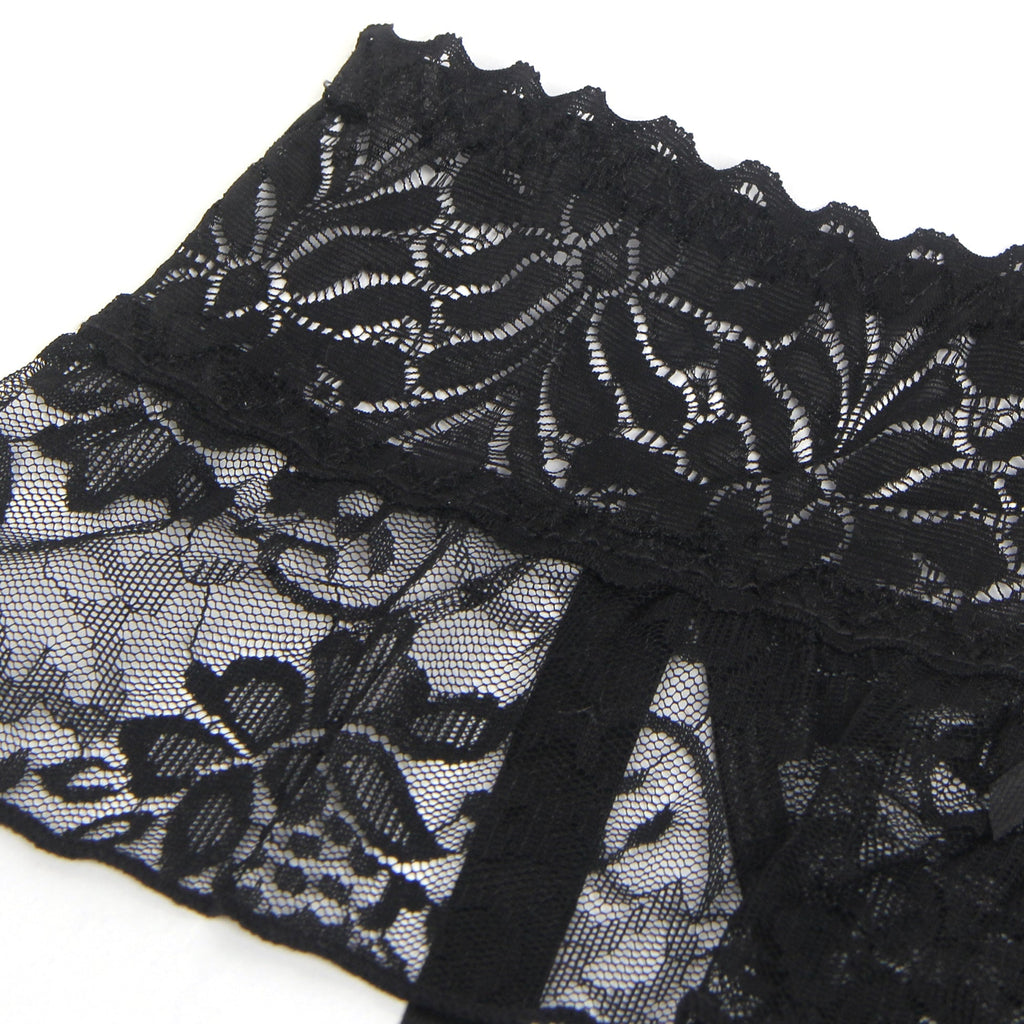 Black Sexy Lace Garter Panty With Metal Buckles - TeaseFashion