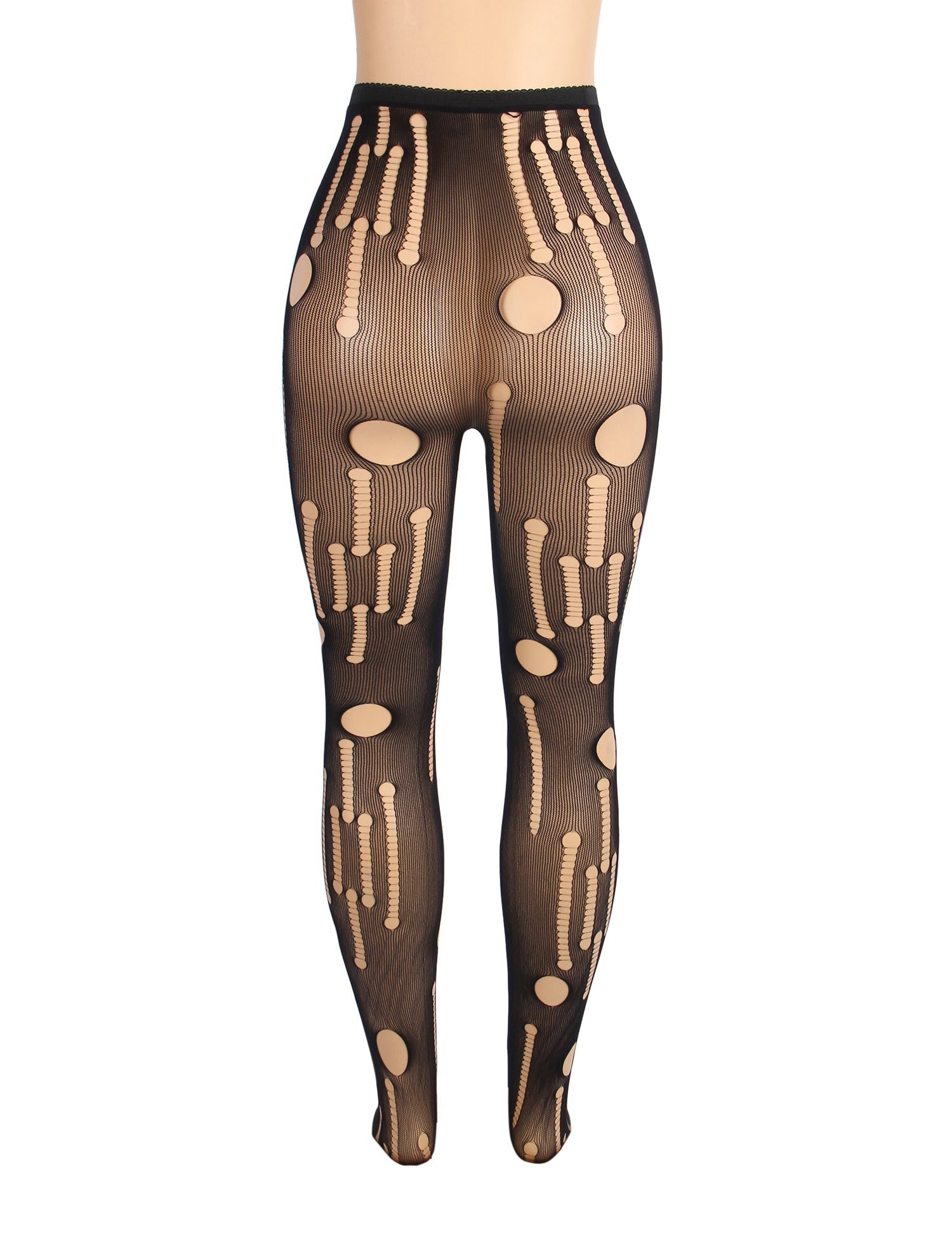 Black Sexy Torn Fishnet Pantyhose - TeaseFashion