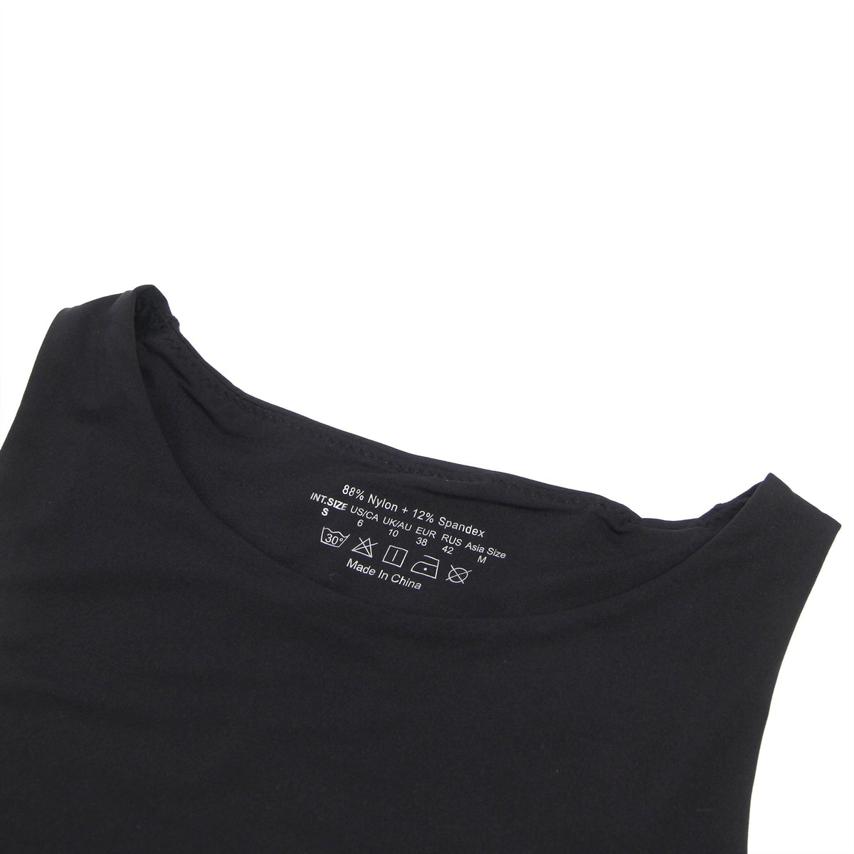 Black Sleeveless Bodysuit – Brushed Nylon, Round Neck & Snap Crotch - TeaseFashion