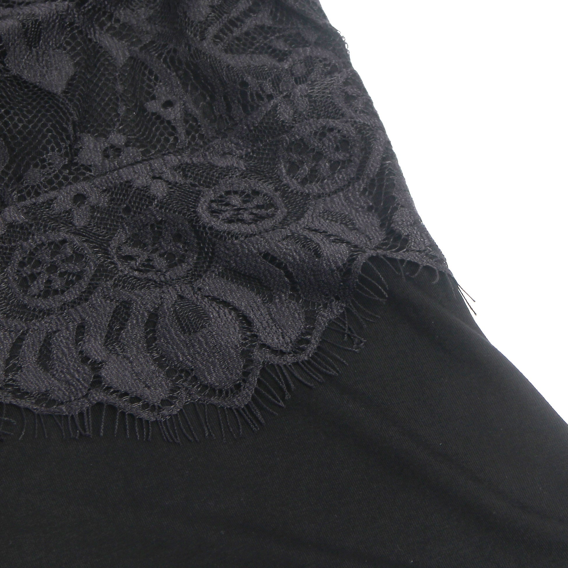 Black Sleeveless Bodysuit – Eyelash Lace Chest, Pearl Button Mesh Back - TeaseFashion