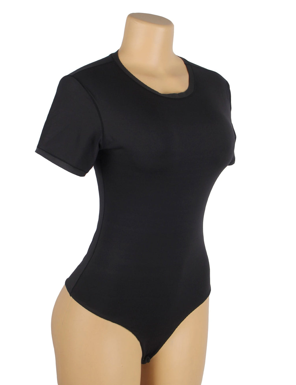 Black Sleeveless Bodysuit – Lace Chest, Pearl Button Mesh Back - TeaseFashion