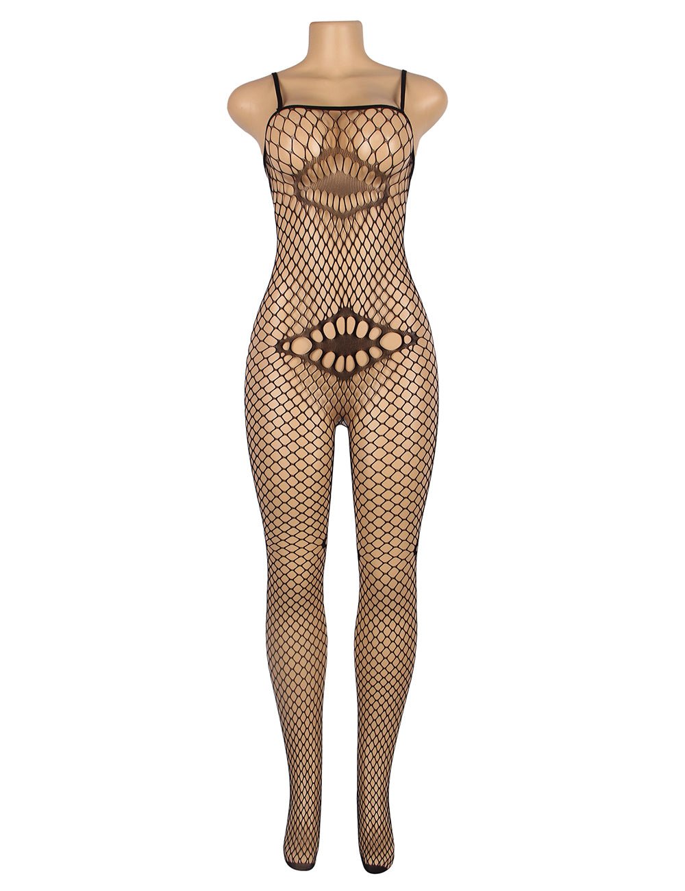 Black Sleeveless Fishnet Bodystocking - TeaseFashion