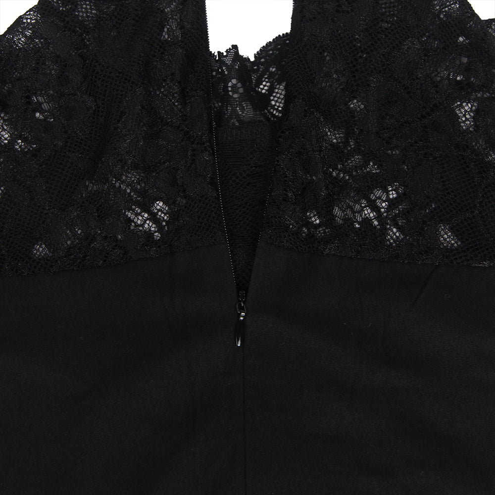 Black Sleeveless Lace Mesh Bodysuit – Sheer, Back Zipper & Snap Crotch - TeaseFashion