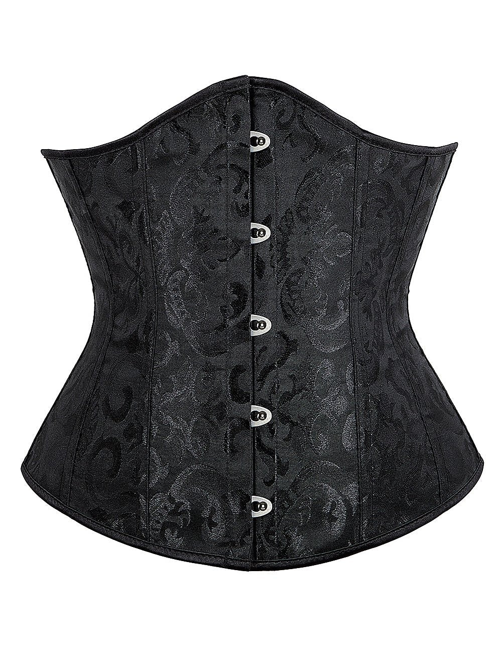 Black Strapless Lace 14 Plastic Bones Corset - TeaseFashion