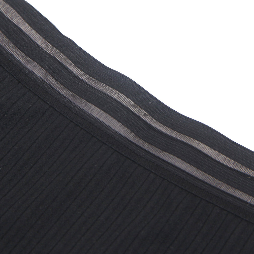 Black Striped Brief with Lace Hem & Cotton Gusset - TeaseFashion