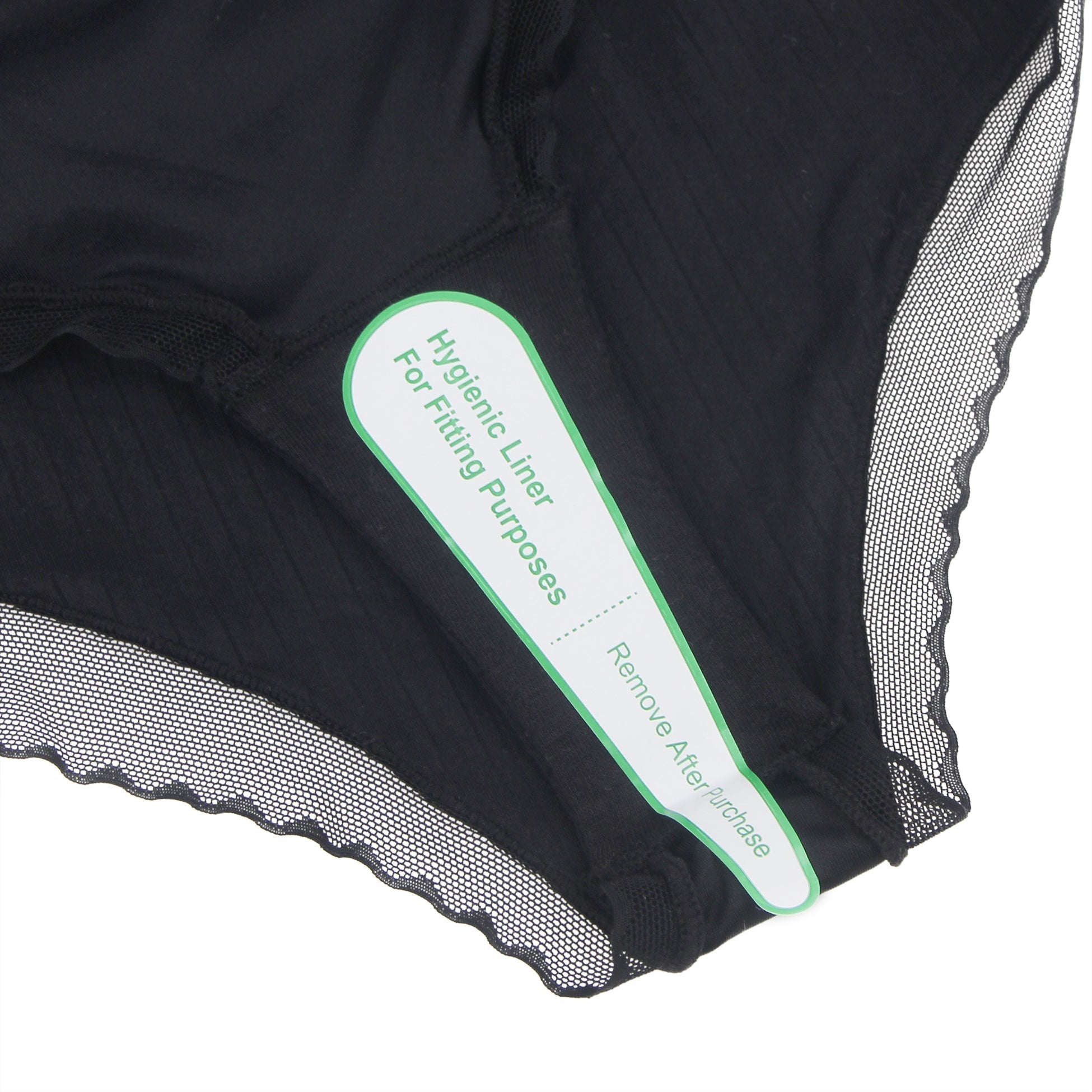 Black Striped Brief with Mesh Front Panel & 3D Bow - TeaseFashion