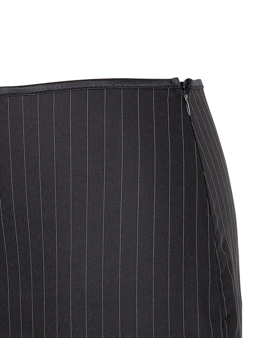 Black Striped Corset Set with Zip, Skirt & Thong - TeaseFashion