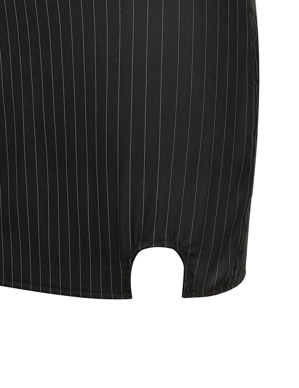 Black Striped Corset Set with Zip, Skirt & Thong - TeaseFashion