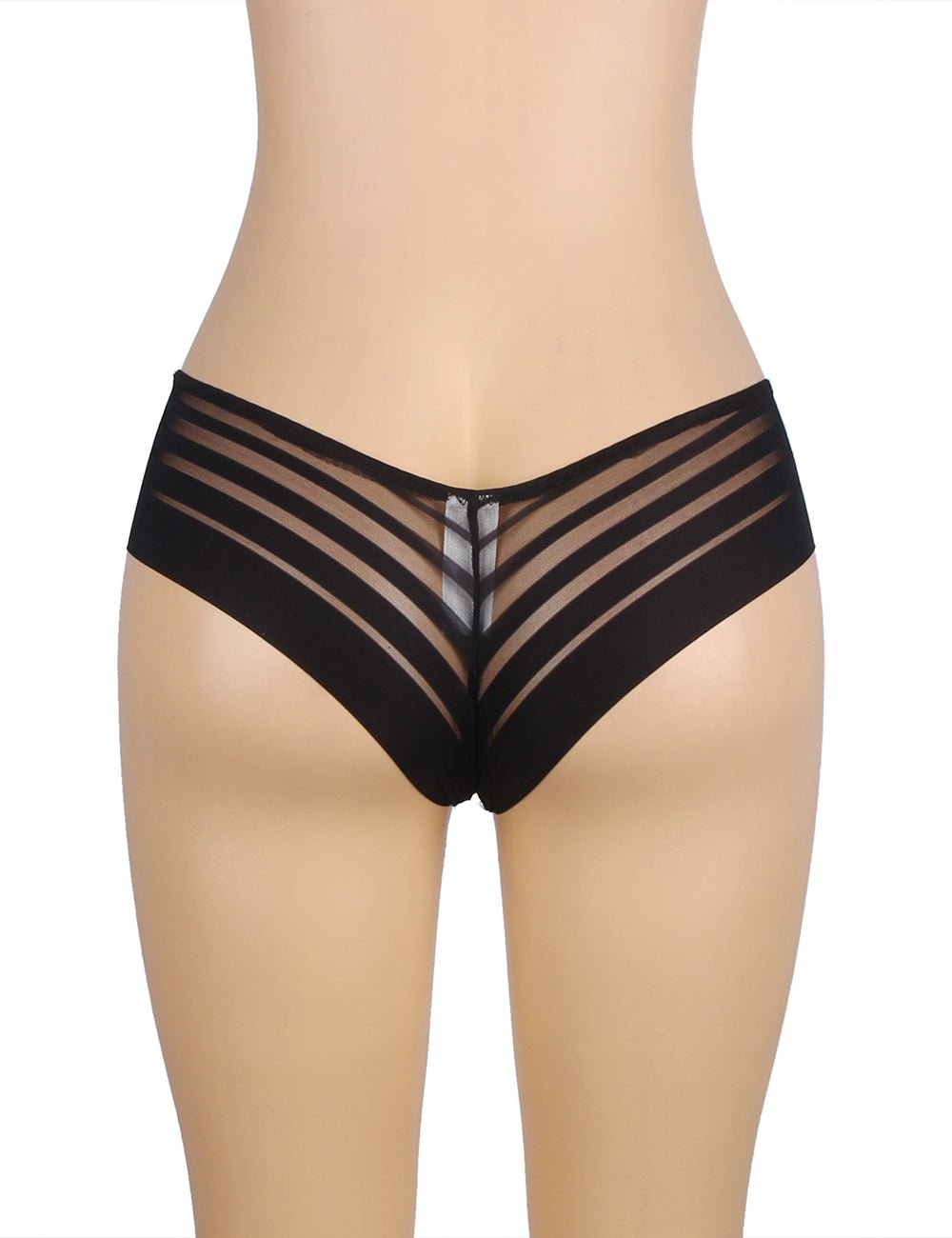 Black Striped Mesh Panty – Swimwear Panel Front & Cotton Gusset - TeaseFashion