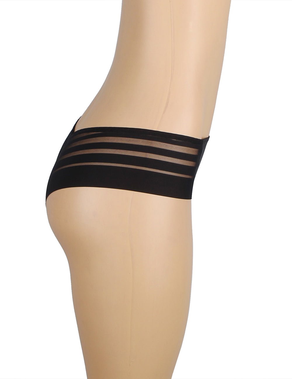 Black Striped Mesh Panty – Swimwear Panel Front & Cotton Gusset - TeaseFashion
