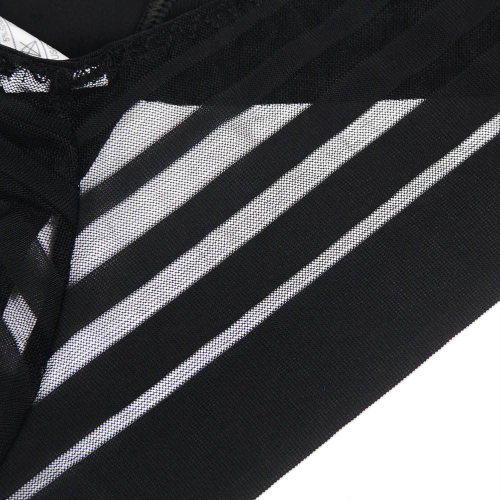 Black Striped Mesh Panty – Swimwear Panel Front & Cotton Gusset - TeaseFashion