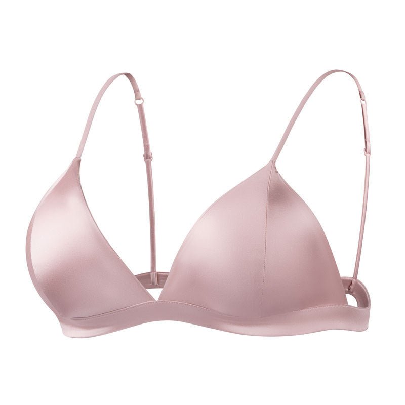Black Triangle Wire - Free Breathable Silk Bra - TeaseFashion