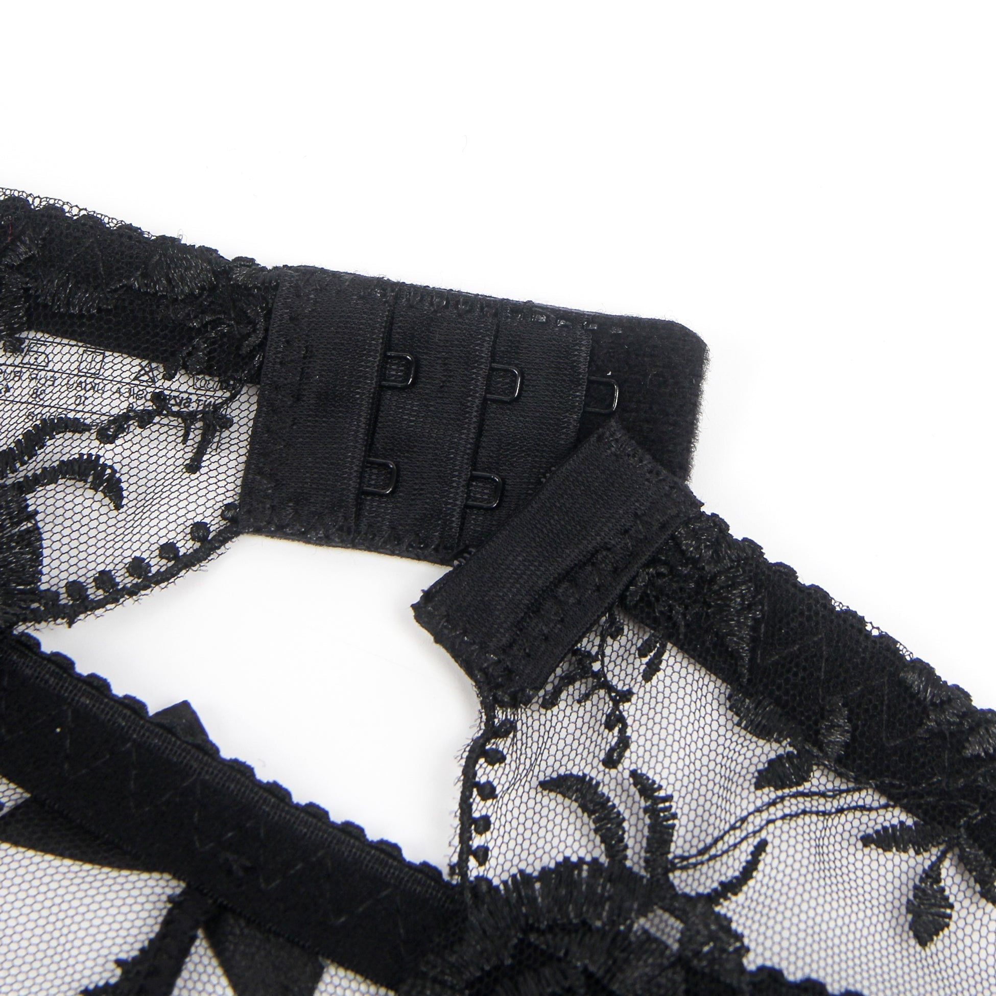 Black Tulle & 3D Embroidery Garter Panty Set with Waist Button - TeaseFashion
