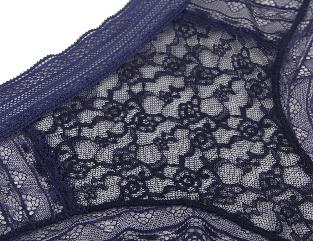 Blue 3D Floral Lace Panty – Mid - Rise with Cotton Lining - TeaseFashion