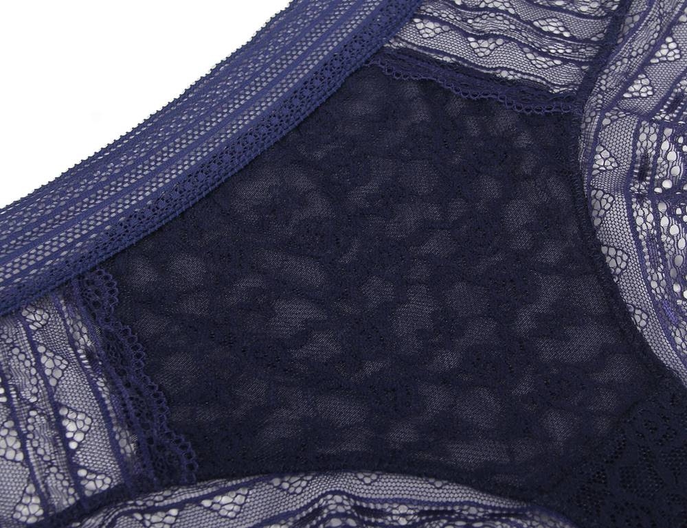 Blue 3D Floral Lace Panty – Mid - Rise with Cotton Lining - TeaseFashion