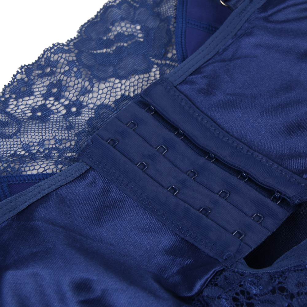 Blue Eyelash Lace Babydoll – Padded Cups, Bow Waist Belt, Wavy Hem & G - String - TeaseFashion