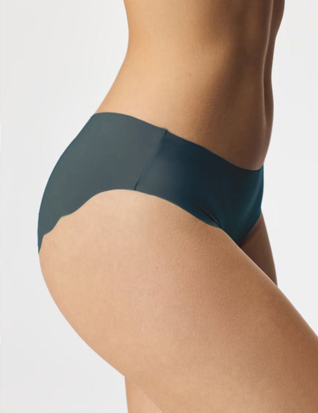 Blue Ice Silk Seamless Thong – Wavy Lace Hip Detail & Trimmable Leg Opening - TeaseFashion