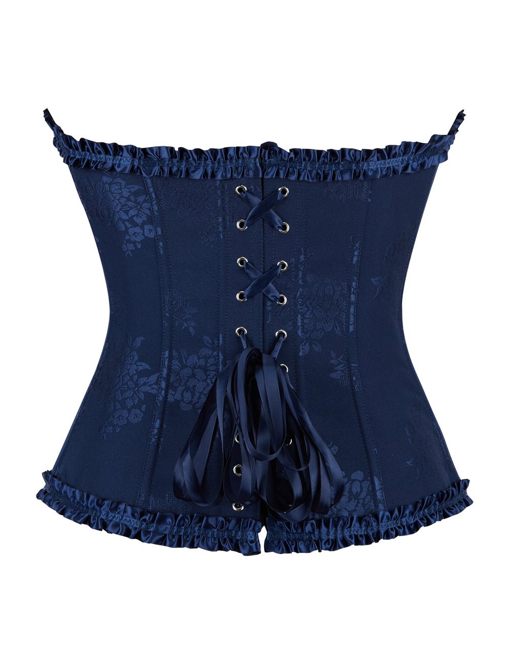 Blue Lace - Up Corset with Steel Buckles & Ribbon Detail - TeaseFashion